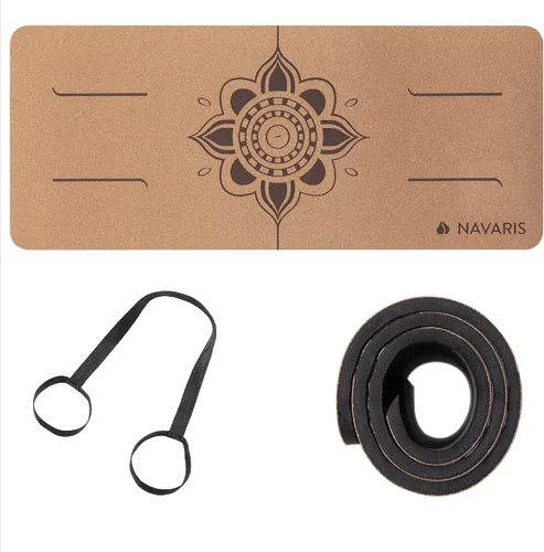 Navaris Rodillera de corcho para yoga, antideslizante para esterillas de ejercicio, 0.2 pulgadas (0.236 in), acolchado extra grueso para pilates y