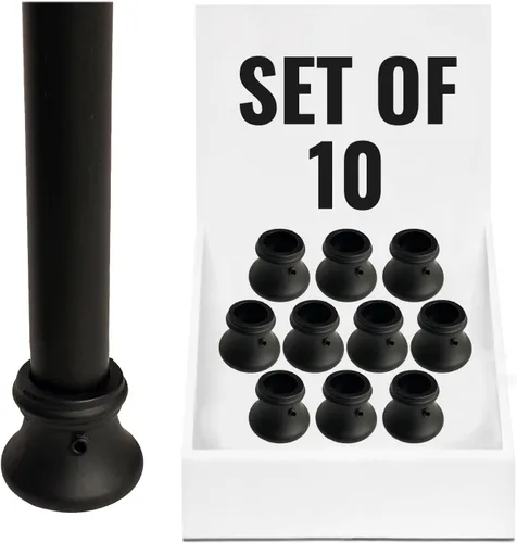 Miniatura 14 de Base plana para balaustrés delgada - para balaustres cuadrados de hierro de 1/2 pulgada - Juego de 10 (Negro satinado) - DH-SS2
