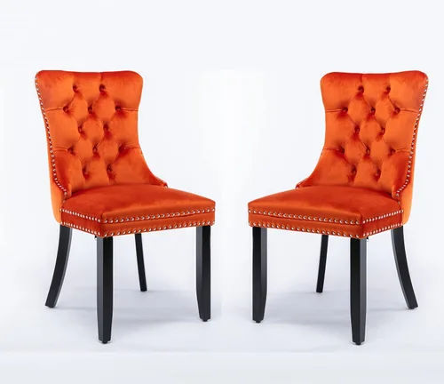 Miniatura 26 de Juego de 6 sillas de comedor modernas para sala de estar, cocina, patas de madera maciza, cojín acolchado de tela de lino, asiento y respaldo