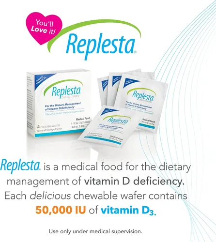 Miniatura 2 de Replesta 50,000 UI de vitamina D3 colecalciferol, para la deficiencia de vitamina D, Oblea masticable de una vez por semana, no modificada
