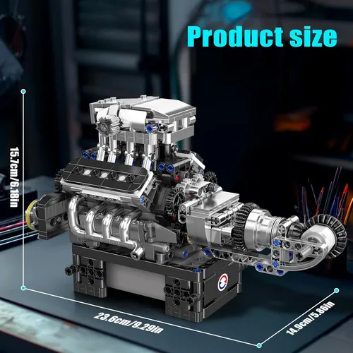Miniatura 6 de Mould King 10206 MCL - Bloques de construcción de superauto, kit de modelo de transmisión de motor V8, juego de ladrillos para automóvil deportivo