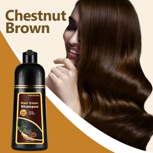 Miniatura 2 de Fedulili Champú instantáneo de tinte de cabello castaño para cabello gris 3 en 1, champú de color natural para mujeres y hombres, tinte de cabello