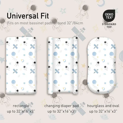 Miniatura 4 de Gllquen Baby Sábanas para Moisés Paquete de 4, Sábana Ajustable para Colchón Transpirable y Acogedora, Cuna de Viaje Elástica con Patrón de Moda