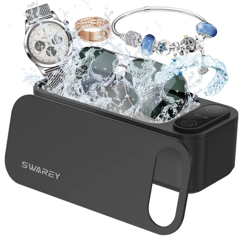 Limpiador ultrasónico de joyas, anillos de retención para dentaduras postizas de 23 onzas (23.0 fl oz), limpieza profunda de 360 °, limpiador