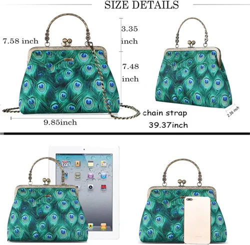 Miniatura 74 de Bolso floral con asa superior, bolso de noche Kiss Lock para mujer, bolso vintage