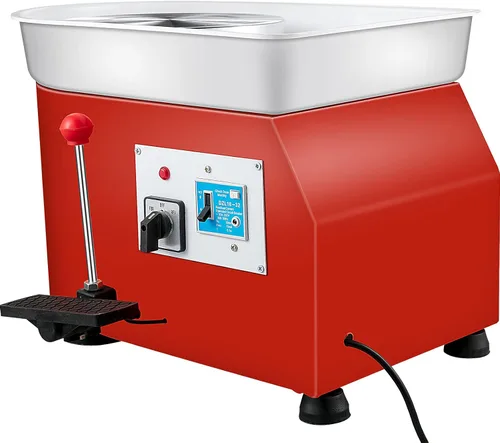 Miniatura 9 de VEVOR Rueda de Cerámica 25cm Máquina Formadora de Cerámica 350W Rueda de Cerámica Eléctrica con Pies Ajustables, Pedal de Palanca, Herramienta