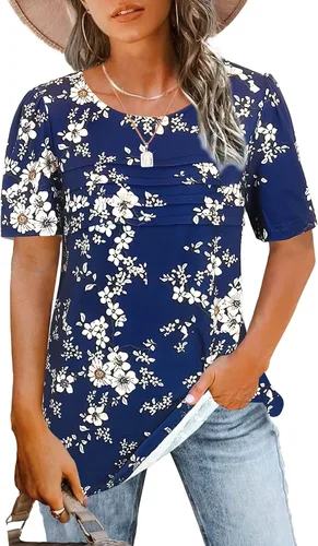 Miniatura 19 de JomeDesign - Camisetas casuales de verano para mujer, manga corta, cuello redondo, manga abullonada