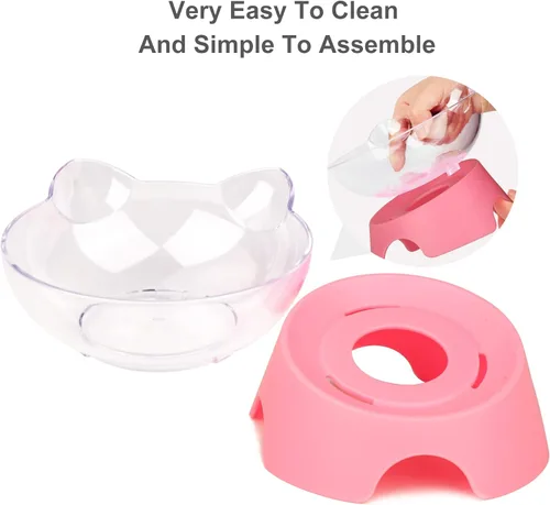 Miniatura 5 de MILIFUN Cuencos elevados de comida para gatos con soporte, platos para gatos para comida o agua, cuenco inclinado, plato para mascotas con soporte