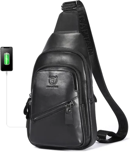 Miniatura 102 de LUKZIJAES Bolso bandolera de cuero genuino para hombre