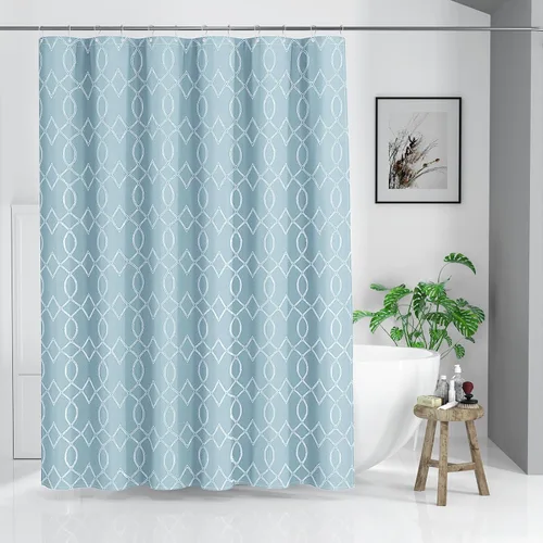 Miniatura 15 de Yimobra Juego de cortinas de ducha de tejido gofre con forro de tela a presión, tela pesada con 12 ganchos, impermeable y lavable, ventana superior