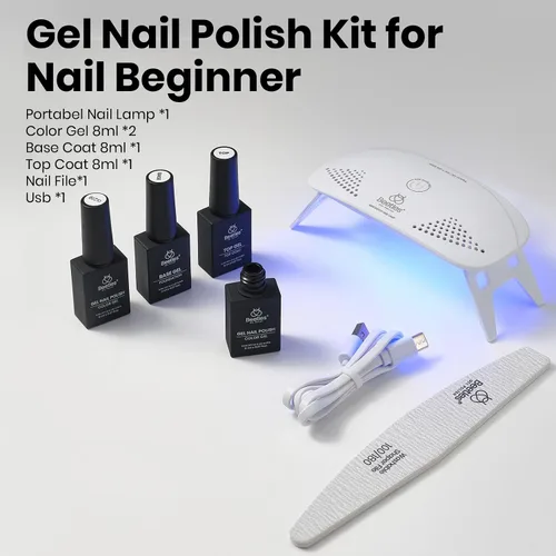 Miniatura 14 de Beetles - Kit de esmalte de uñas de gel rosa nude con lámpara de uñas LED UV, 6 piezas, kit de iniciación, gel base, capa superior, juego de esmalte