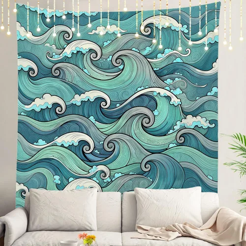 Miniatura 13 de Shrahala Tapiz de pared con paisaje de lago de otoño, bosque amarillo, para colgar en la pared, tapiz grande, decoración de fibra de poliéster