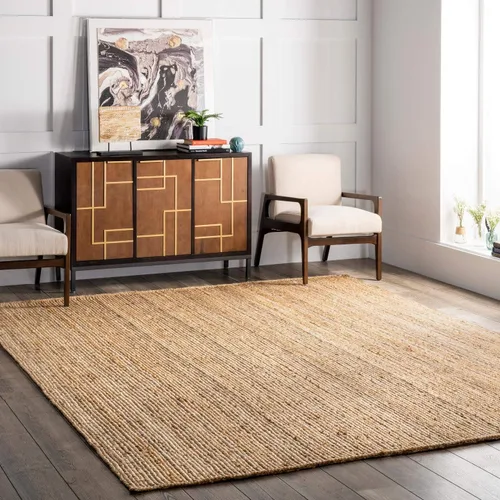 Miniatura 14 de nuLOOM 8x10 Rigo Alfombra de yute tejida a mano, color blanco hueso, diseño rústico de granja, fibra natural, para dormitorio, sala de estar