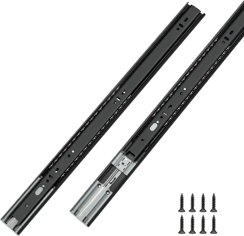 Miniatura 7 de LONTAN 6 pares de soportes de montaje trasero para deslizadores de cajón, soportes de metal negro para guías de gabinete, pista de cajón de cocina