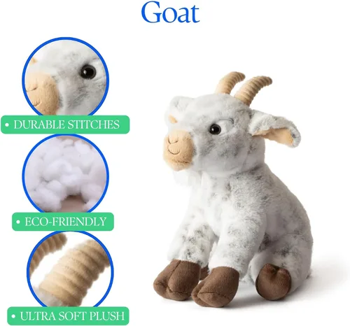 Miniatura 9 de The Petting Zoo Peluche de cabra de peluche, regalos para niños, animales de granja Wild Onez, juguete de peluche de cabra de 12 pulgadas