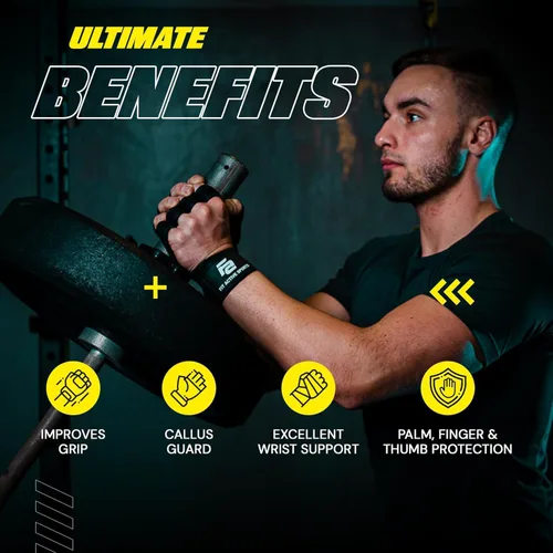 Miniatura 7 de Fit Active Sports Nuevos Guantes de Entrenamiento con Ventilación para Levantamiento de Pesas con Muñequeras Integradas para Hombres y Mujeres
