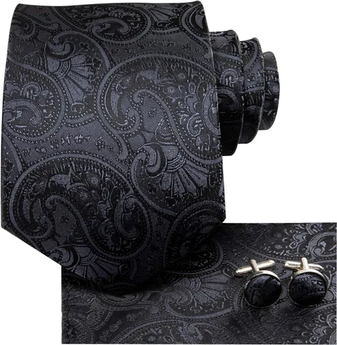 Miniatura 131 de Dubulle Corbata tejida de cachemira para hombre y gemelos de pañuelo para hombre, conjunto de gemelos para boda formal y negocios