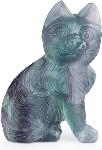 Miniatura 9 de Artistone Estatua de gato de cristal de amatista de 2 pulgadas, diseño de gatito sentado a mano, tallada a mano, escultura de cristal curativo