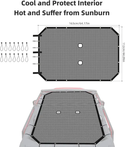 Miniatura 3 de RT-TCZ para Jeep JKU Parasol de malla para el techo de 4 puertas para Jeep Wrangler 2007-2017 JKU Top Bikini negro