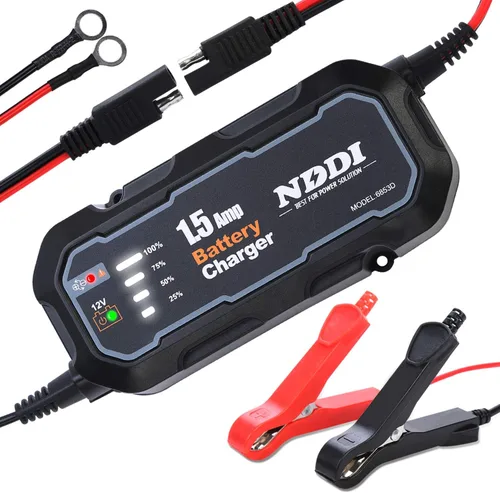 Cargador inteligente totalmente automático de 1.5 A, cargador de batería de automóvil portátil de 12 V, mantenedor de batería, cargador de goteo y