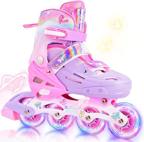 2PM SPORTS Patines en línea para niños y niñas de edades 5-8, 8-12, 3-5, 4-8, 6-12 con ruedas que se iluminan, patines de ruedas ajustables para