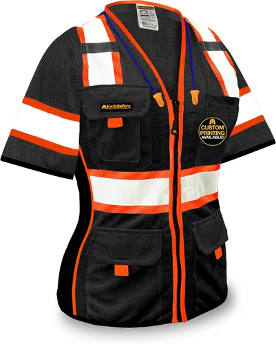 KwikSafety - Charlotte, NC - Men's & Women's Class 3 Safety Vest PPE Hi Vis Reflective ANSI OSHA Negro con mangas | Mujer | 1 Pack