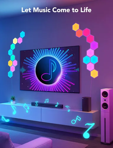 Miniatura 10 de Paneles de luz Govee Glide Hexa, luces de pared LED hexagonales RGBIC, luces de pared creativas Wi-Fi para el hogar inteligente con sincronización