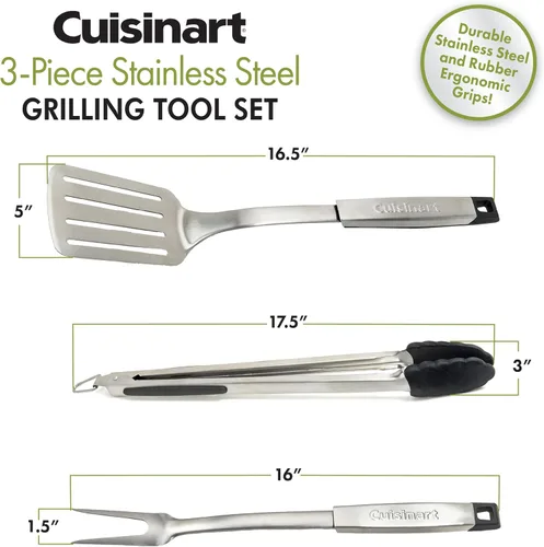 Miniatura 2 de Cuisinart CGS-333 Juego de herramientas para parrilla profesional (3 piezas), negro y acero inoxidable