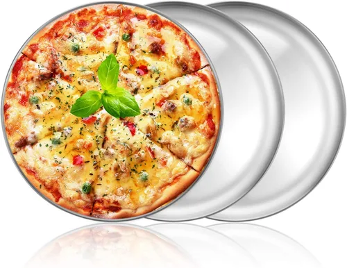 Miniatura 8 de Deedro Bandeja para hornear pizza, bandeja de pizza de acero inoxidable de 10 pulgadas, bandeja redonda para horno de pizza para el hogar