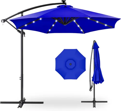 Miniatura 8 de Best Choice Products - Paraguas solar LED de 10 pies para colgar en el mercado o patio Gris