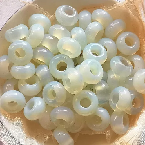 Miniatura 14 de 15 cuentas de cristal y piedras curativas de aventurina verde natural con agujeros grandes y piedras curativas, bricolaje de 0.236 pulgadas
