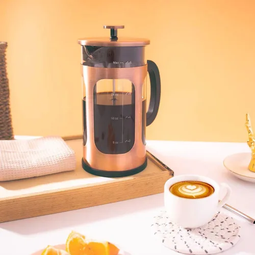 Miniatura 5 de Cafetera de prensa francesa, 8 tazas de 34 onzas, prensa de café de acero inoxidable 304 con 4 pantallas de filtro, vidrio de borosilicato