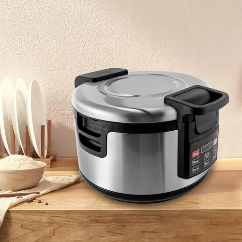 Miniatura 8 de Calentador de arroz eléctrico, calentador de arroz comercial de acero inoxidable resistente, con ajustes de temperatura, olla de arroz, calentador