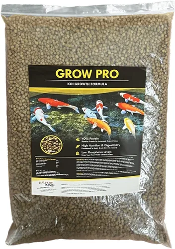 HALF OFF PONDS Grow Pro Koi Fish Food - Gránulos flotantes de 5 libras, tamaño de 0.197 in, alimento para peces dorados para estanques, 40% de