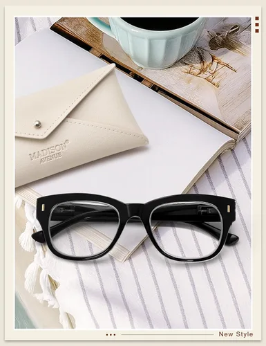 Miniatura 6 de Madison Avenue Lentes de lectura retro con bloqueo de luz azul para mujer, bisagra de resorte con funda, elegantes lentes para lectura de computadora