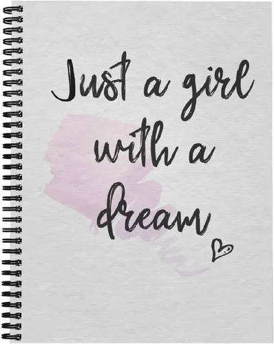 Softcover Girl With A Dream - Cuaderno motivacional en espiral de 8.5 x 11 pulgadas, 120 páginas con rayas anchas, cubierta laminada brillante
