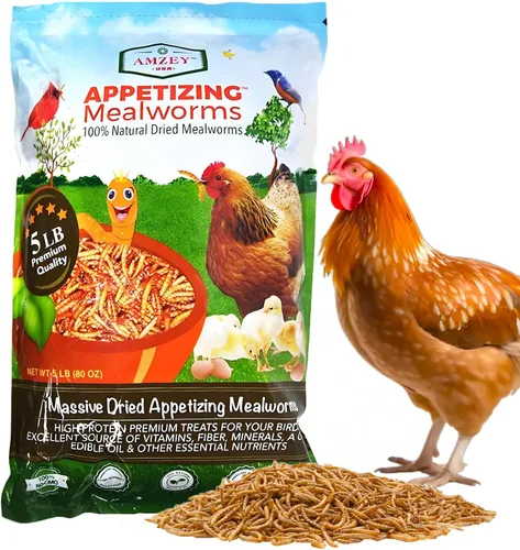 Miniatura 8 de Amzey Gusanos secos de harina de 2 libras, gusanos de comida 100% naturales para pollo y pájaros, alimento orgánico para gallinas ponedoras, alto