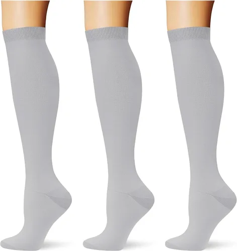 Miniatura 33 de (3 pares) Calcetines de compresión 20-30 mmHg, calcetines largos hasta la rodilla para mujeres y hombres, soporte atlético, para viajes y uso diario