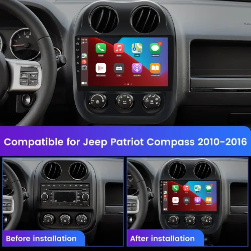 Miniatura 2 de Radio estéreo de coche de 10.1 pulgadas [2GRAM 32GROM] para Jeep Patriot Compass 2010-2016 con CarPlay Android Auto, Android 13 Player Radio