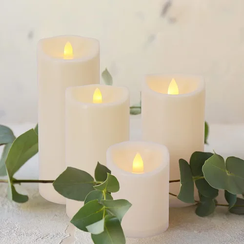 Miniatura 7 de Velas sin llama de 3" x 5" pulgadas para exteriores que funcionan con baterías, con control remoto y temporizador, velas LED parpadeantes de pilar 1