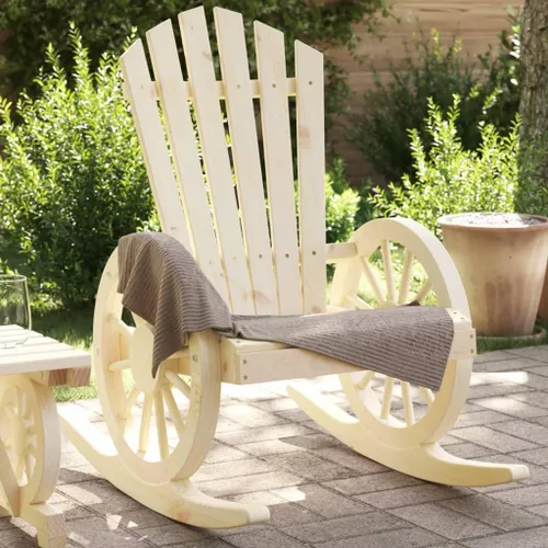 Miniatura 12 de Brown Solid Fir Wood Rocking Adirondack Chair, Ergonomic Design for Patio, Garden, and Balcony Relaxation