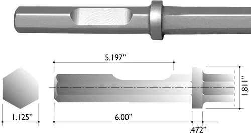Miniatura 2 de Champion Chisel - Mango hexagonal de 1-1/8 x 6 pulgadas con muesca, herramienta de buje de acero, 16 dientes de acero, diseñado para martillos