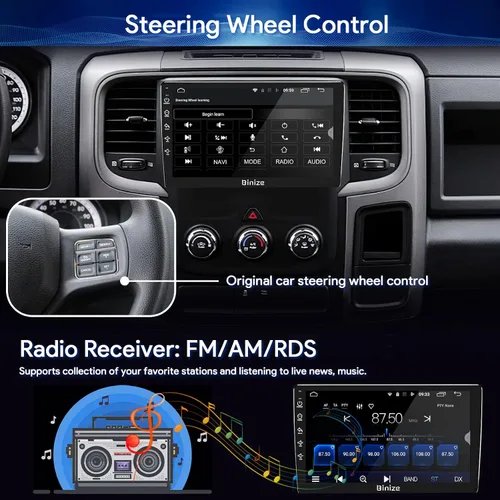 Miniatura 8 de Binize Android 13 - Estéreo para automóvil compatible con Dodge Ram 1500/2500/3500 Radio 2013 2014 2015 2016 2017 2018, unidad principal de radio