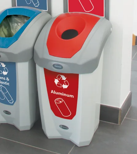 Miniatura 2 de Nexus - Contenedor de reciclaje de latas de aluminio 8G (gris, calcomanía roja), contenedor de reciclaje de plástico de 8 galones para latas