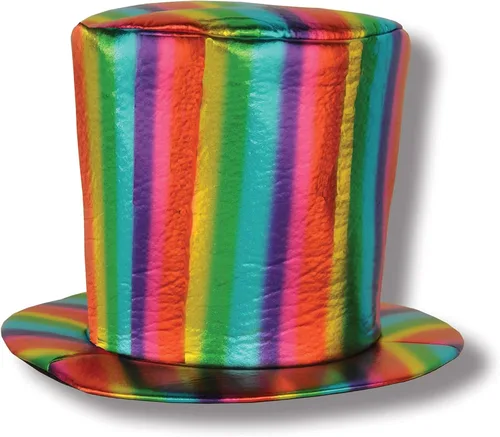 Beistle Sombrero de tela arcoíris – Accesorio colorido para la cabeza para desfiles del orgullo, festivales, apoyo LGBTQ+, día del sombrero loco,