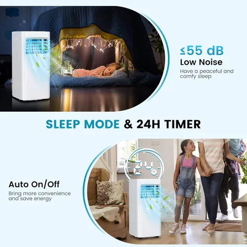 Miniatura 6 de PETSITE Aire acondicionado portátil de 10000 BTU, unidad de refrigeración de CA 3 en 1 con control remoto, deshumidificador, modo de suspensión, kit