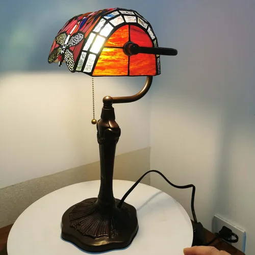 Miniatura 3 de Bieye L10057 Libélula Estilo Tiffany Vidrieras Banqueros Lámpara de escritorio Lámpara de mesa para lectura, trabajo decoración del hogar, 10