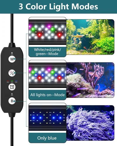 Miniatura 2 de SEAOURA - Lámpara LED para acuario de plantas - Luz de tanque de peces de espectro completo con temporizador, encendido/apagado automático, 12-18