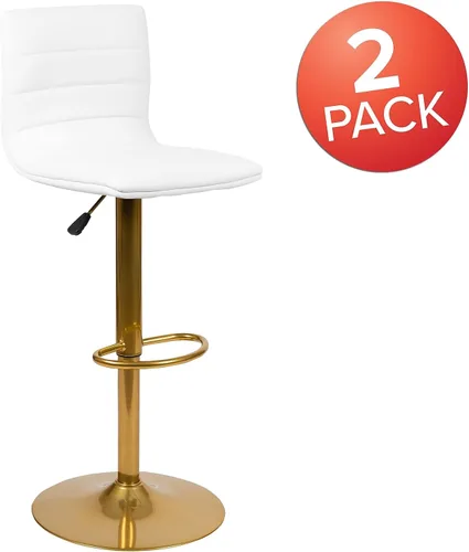 Miniatura 4 de Flash Furniture Vincent - Taburetes de bar modernos de vinilo ajustables en altura, elegantes taburetes giratorios de altura de barra
