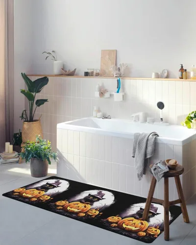 Miniatura 4 de Tapete de baño de Halloween para bañera, antideslizante, de secado rápido y absorbente, tierra de diatomeas, fregadero, dormitorio, cocina, tapete